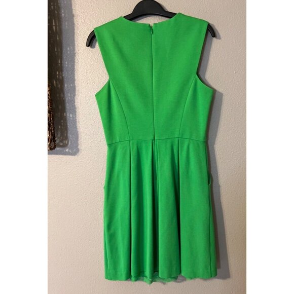 Trina Turk A Line Pocket Dress Small 4 Green Stretch Sleeveless Career Church - Picture 9 of 9